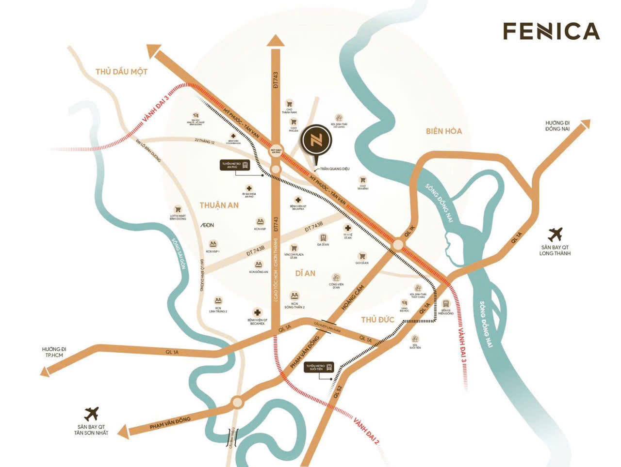 Bản đồ vị trí và kết nối dự án Fenica