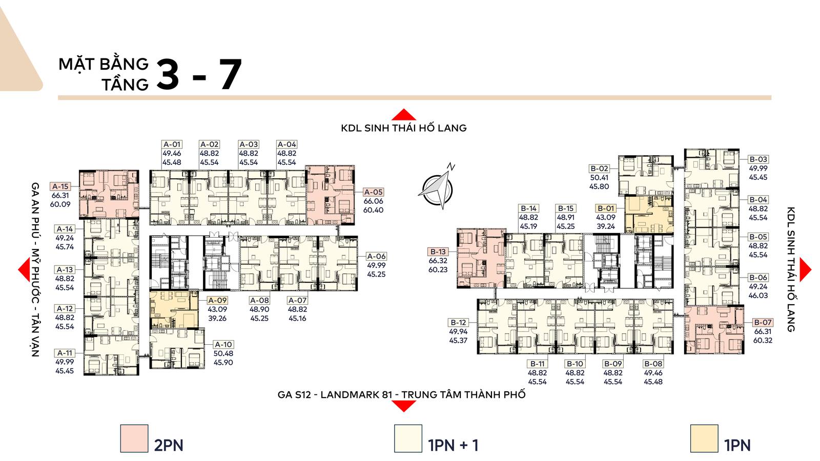 Mặt bằng tầng 3-7 Fenica